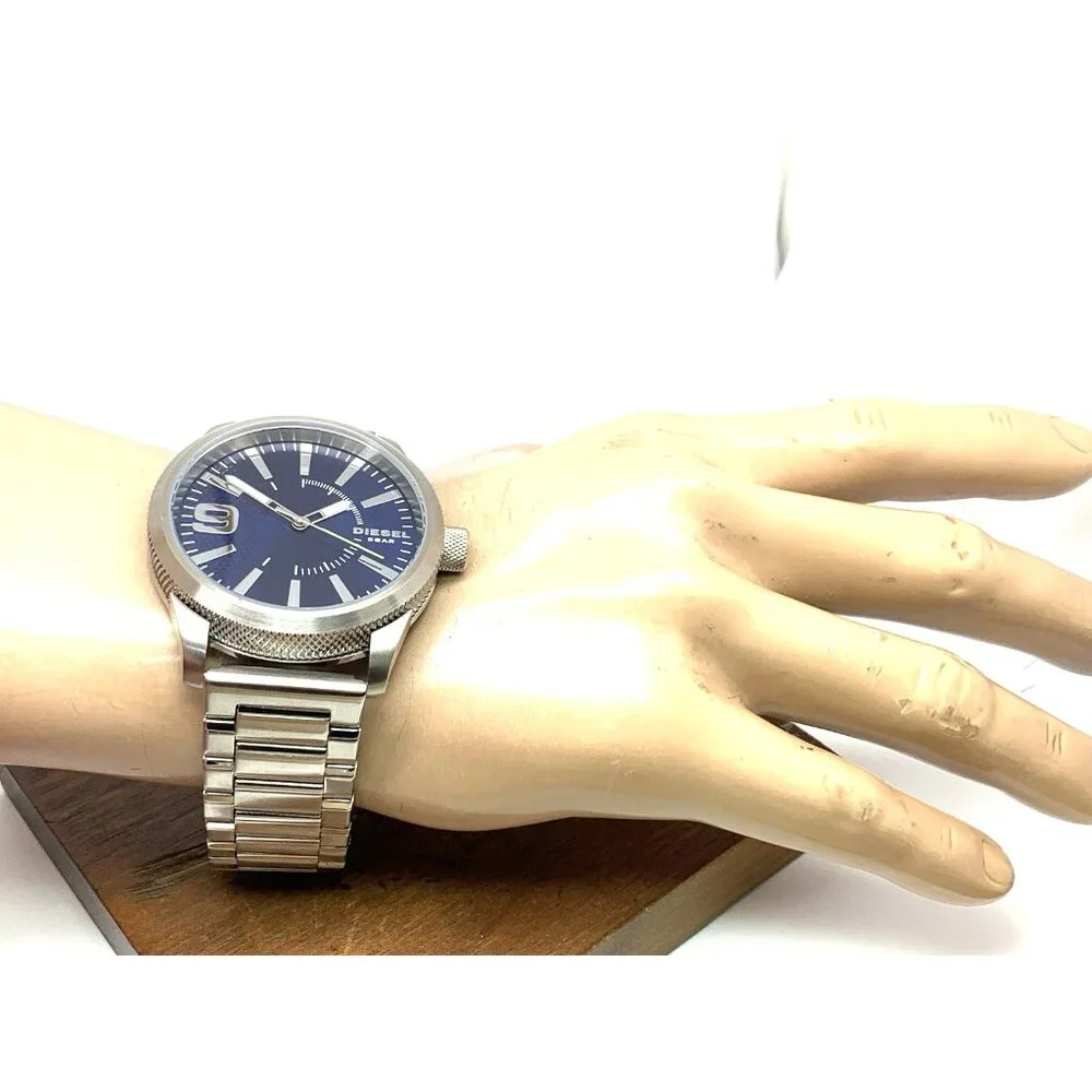 Diesel Men's Watch DZ1763 Rasp Quartz Blue Dial Silver Stainless Steel 47mm